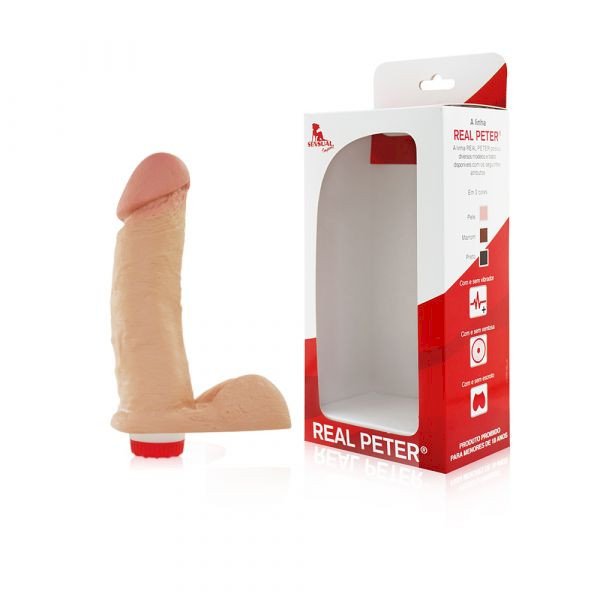 ºPRÓTESE COM ESCROTO E VIBRO 16x4 cm - REAL PETER