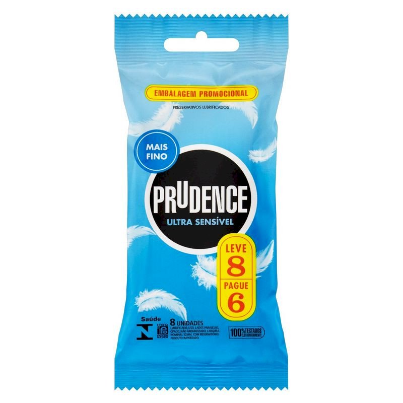 ºPRESERVATIVO PRUDENCE ULTRA SENSÍVEL COM 8 UNIDADES