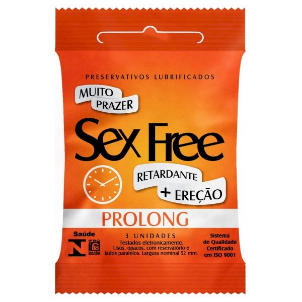 ºPreservativo Lubrificado Sex Free - Prolong - Retardante
