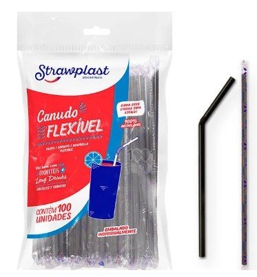 Canudo Flexível  Preto 
