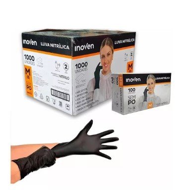 Luva Nitrílica Preta M Inoven