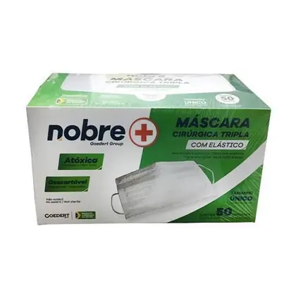 Máscara Cirúrgica Descartável Tripla – Nobre – 50 Unidades