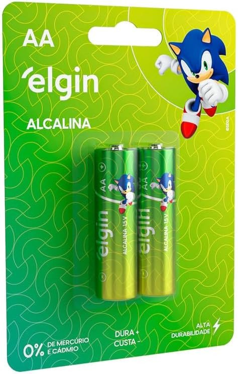 Pilha Alcalina AA Elgin – 2 Unidades (Comum)