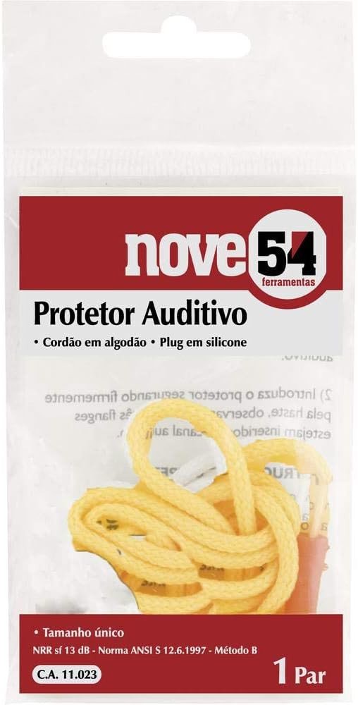 Protetor Auditivo Tipo Plug de Silicone com Cordão em Algodão - Nove54 