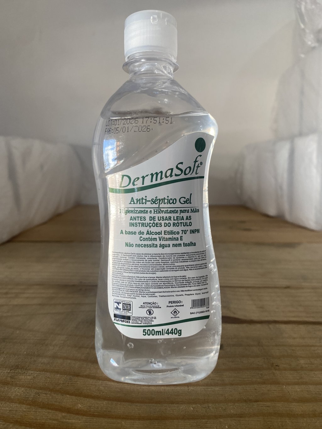 ÁLCOOL EM GEL ANTI-SEPTICO 70° 500ML - DERMASOFT