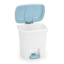 LIXEIRA RETANGULAR C/PEDAL 14L BRANCA COM TAMPA COLORIDA - RAINHA  