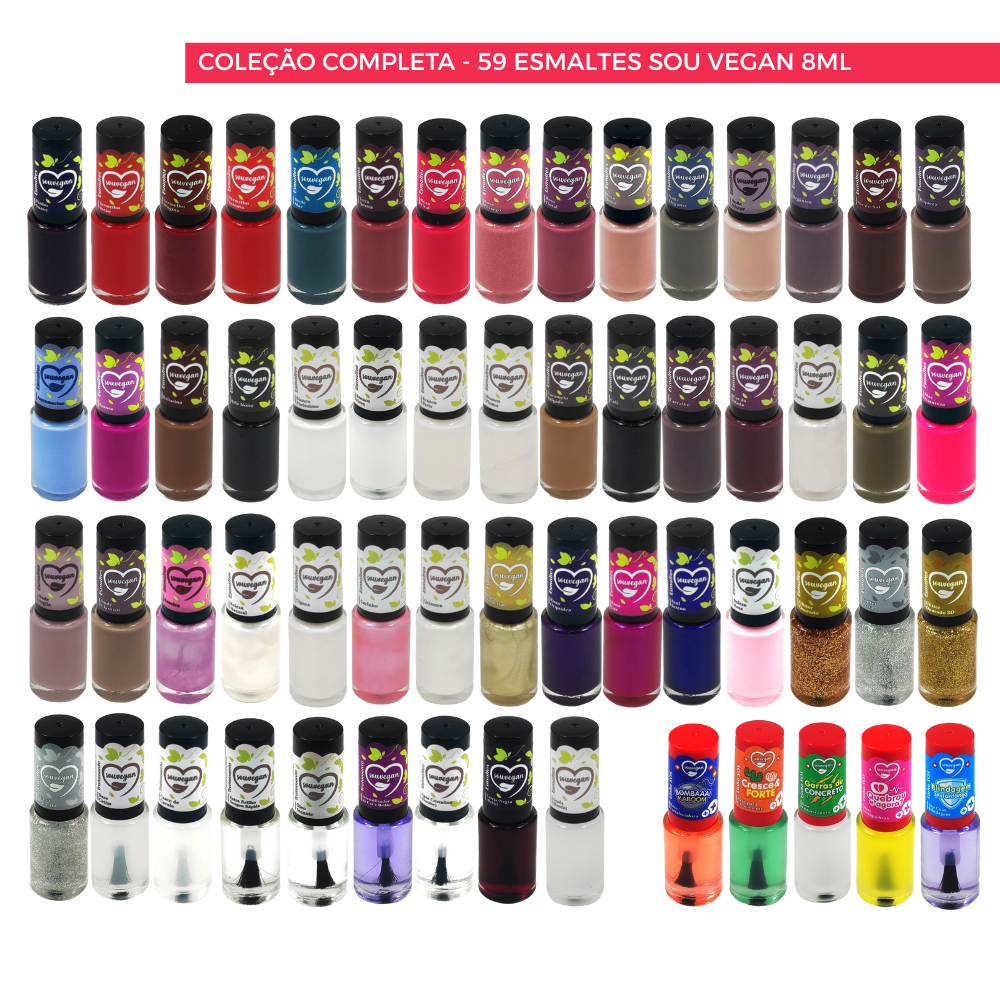 Coleção Completa 59 Esmaltes Tradicionais Sou Vegan