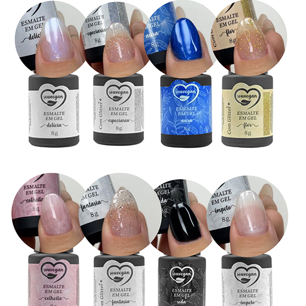 Kit com 8 Esmaltes em Gel