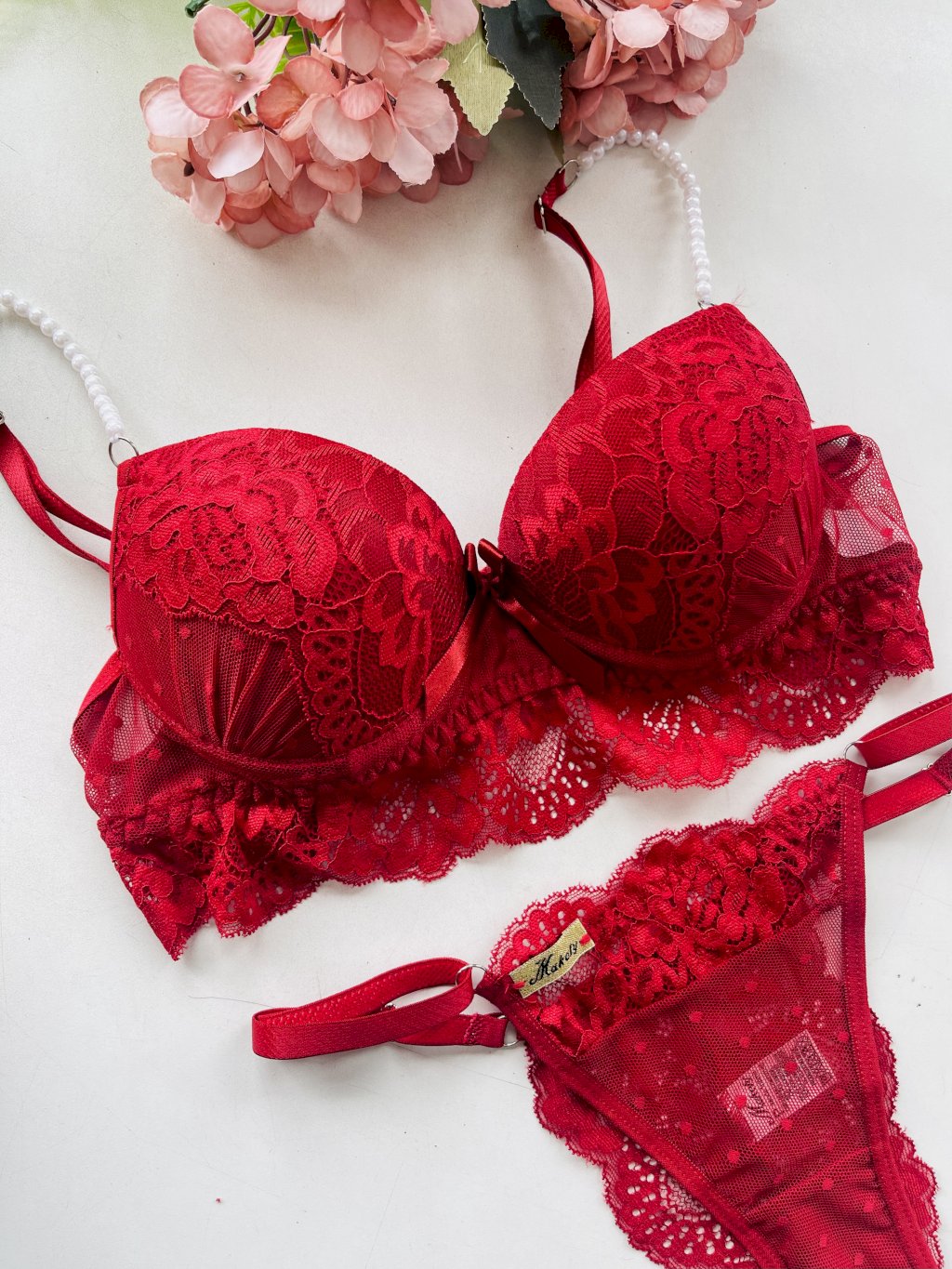 Conjunto pérola tule 