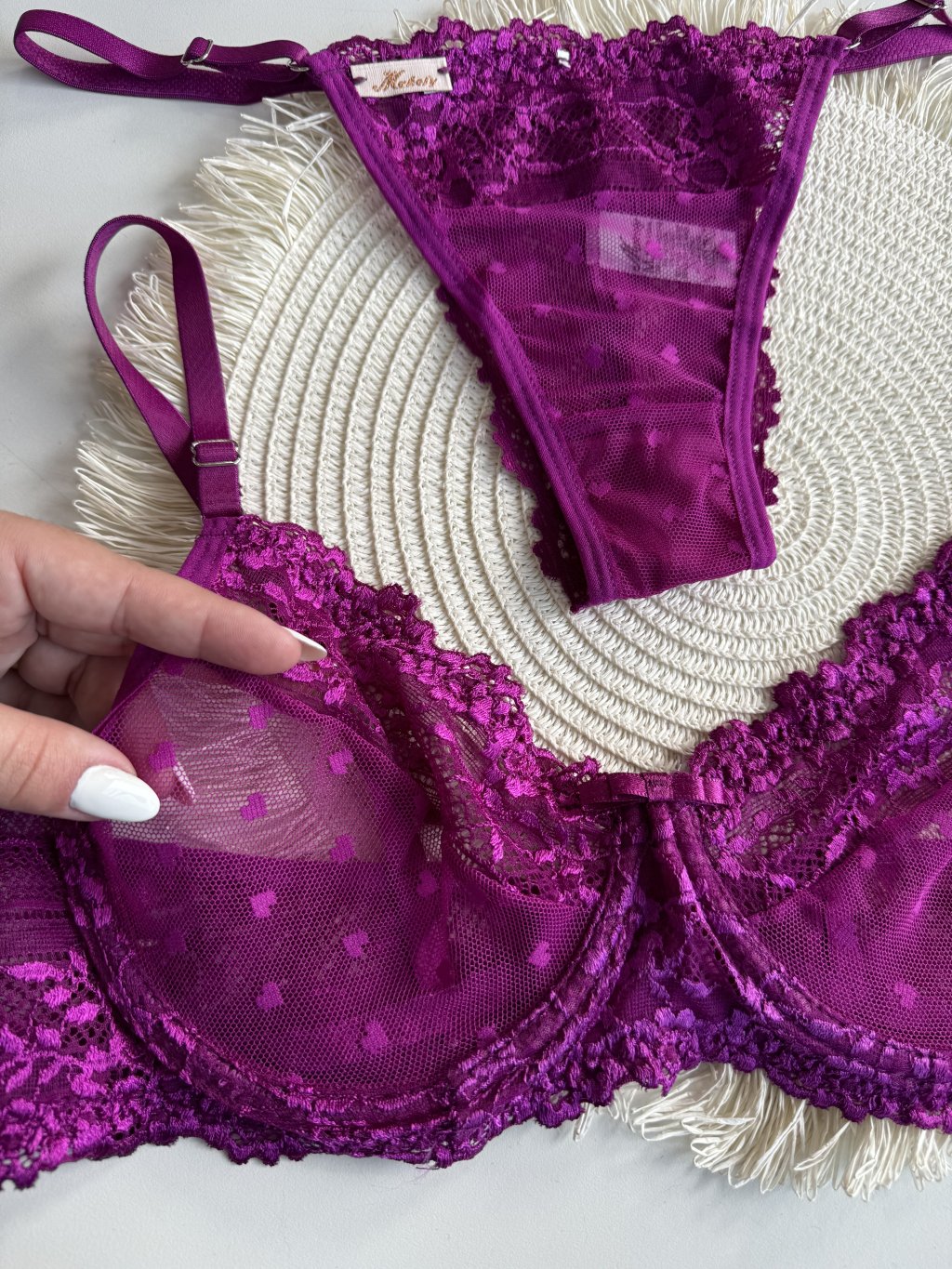 Conjunto  Tulê coração s/ bojo