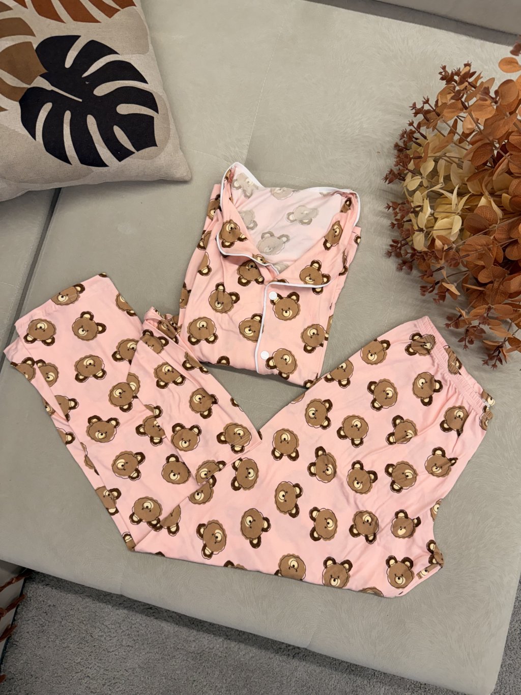 Pijama botão inverno Suede  LARA 