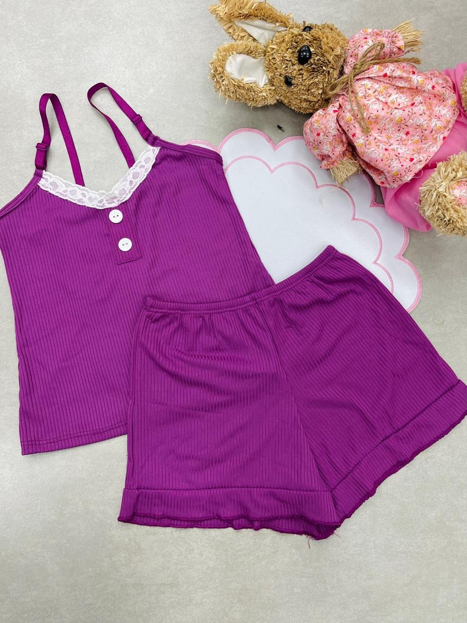 Baby-doll canelado infantil - Sem Troca