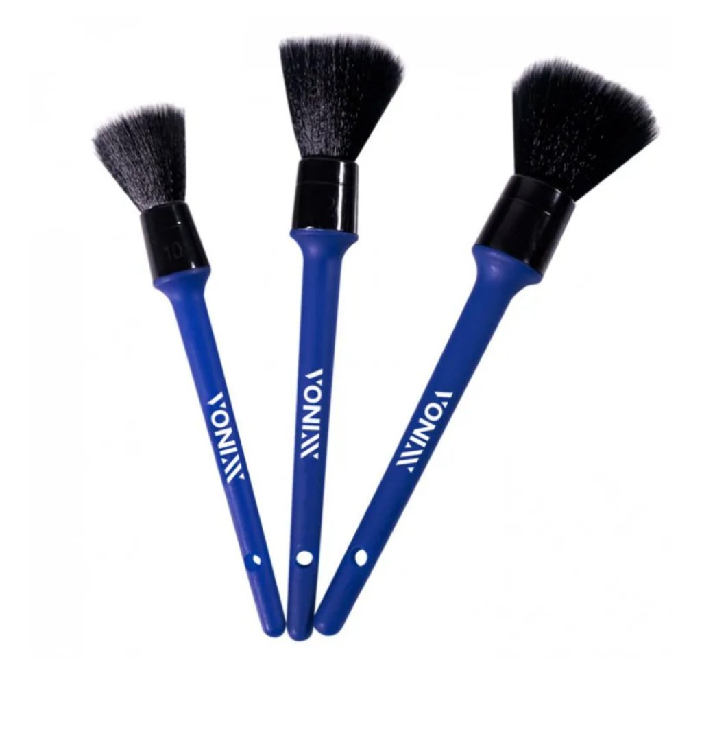 Kit com 3 Pincéis para Detalhamento Automotivo Ultra Macios (Multiuso) Vonixx