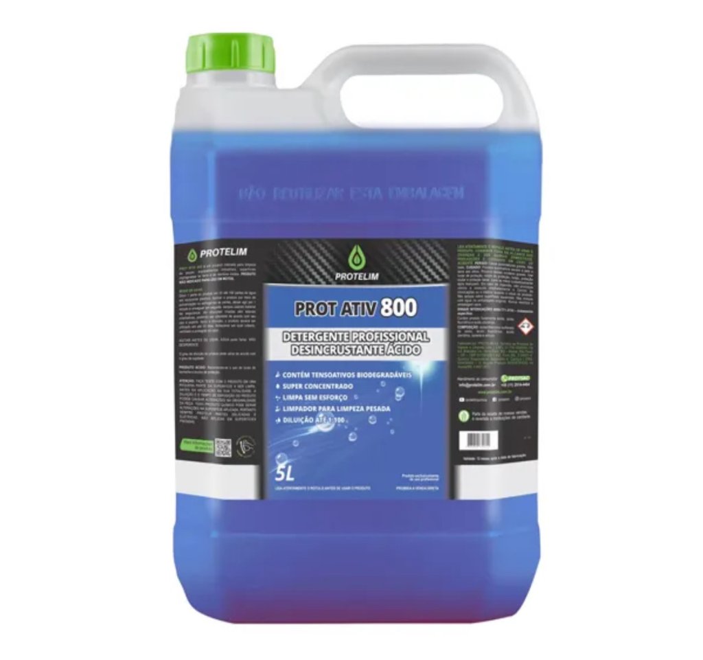 Prot Ativ 800 - Detergente Profissional - Desincrustante Ácido - Protelim (5 Litros) (Diluição: Até 1:80)