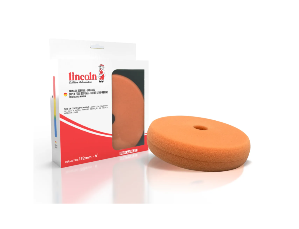 Boina Dupla Face Espuma - CORTE LEVE/REFINO - Laranja 6'' Lincoln Polidores