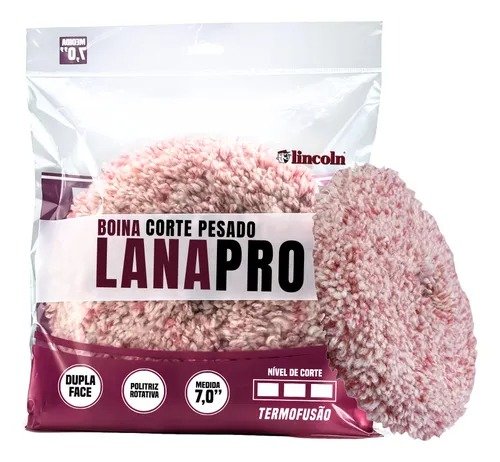 BOINA DUPLA FACE LANA PRO 7pol - FIO VERMELHO E BRANCO - CORTE PESADO LINCOLN