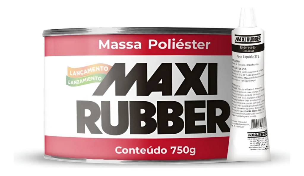 MASSA POLIESTER 750GR MAXI RUBBER