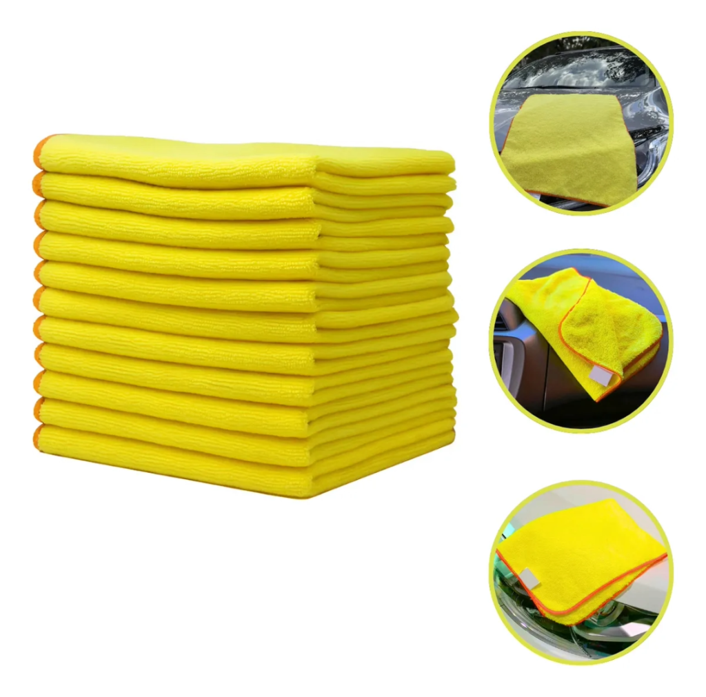 KIT C/ 10 FLANELAS MICROFIBRA 40X60 (IMPORTARDA) AMARELA AUTOAMERICA