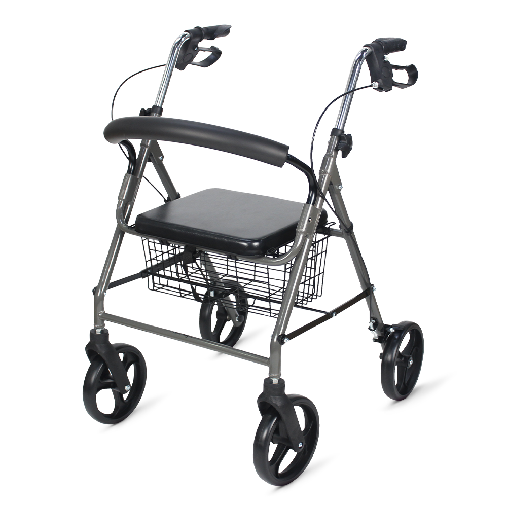 ANDADOR DOBRÁVEL REGULÁVEL COM ASSENTO 4 RODAS - HIDROLIGHT 