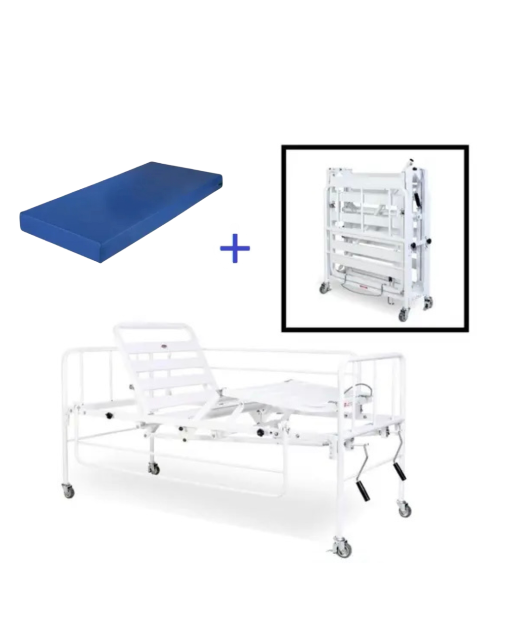 CAMA HOSPITALAR DUAS MANIVELAS DOBRÁVEL SEM AJUSTE DE ALTURA - LOCAÇÃO MENSAL
