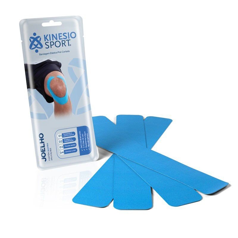 BANDAGEM ELÁSTICA ADESIVA KINESIO SPORT PRÉ-CORTADA JOELHO