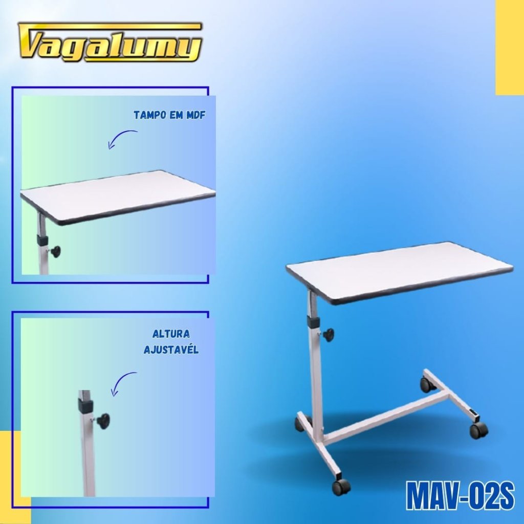 MESA AUXILIAR P/ REFEICAO COM RODIZIO - 68X36X75CM VAGALUMY