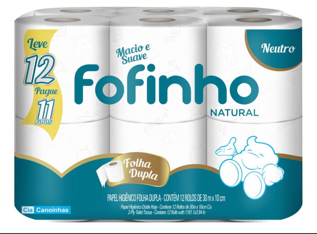 PAPEL HIG.FOFINHO NATURAL F.DUPLA NEUTRO PK12 (08X12)ROLOS 30M