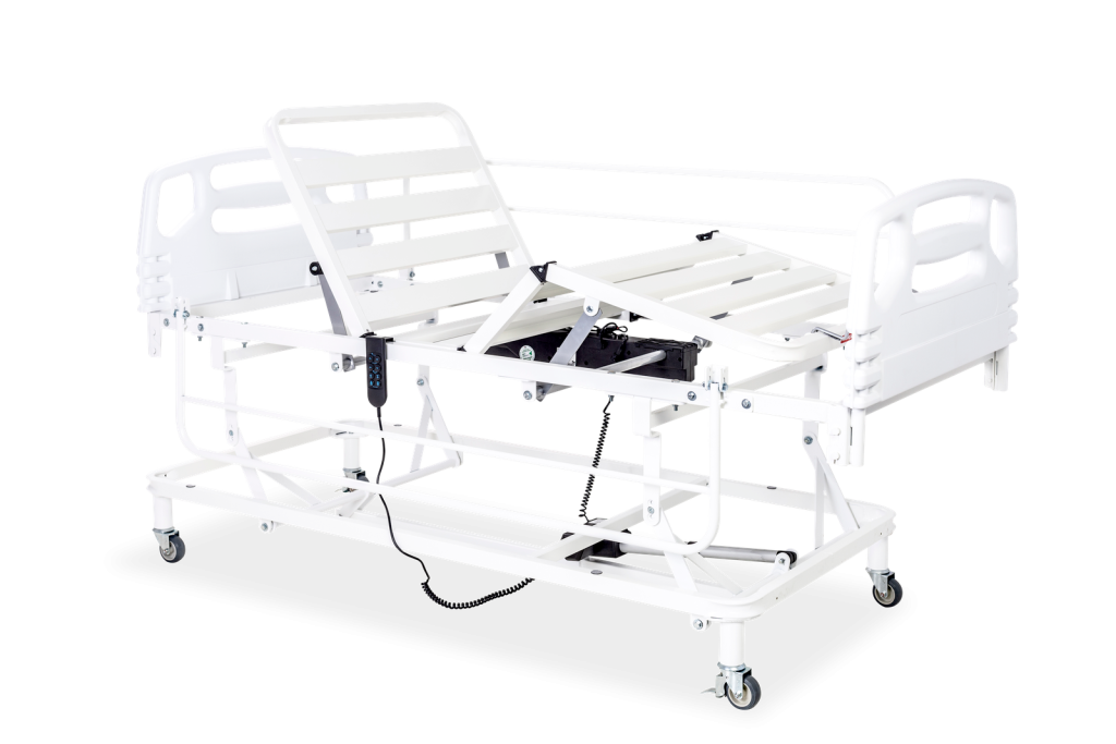 Cama hospitalar Evolution Elev Stell Com Cabeceira e Pés PEAD e Grade Metal 