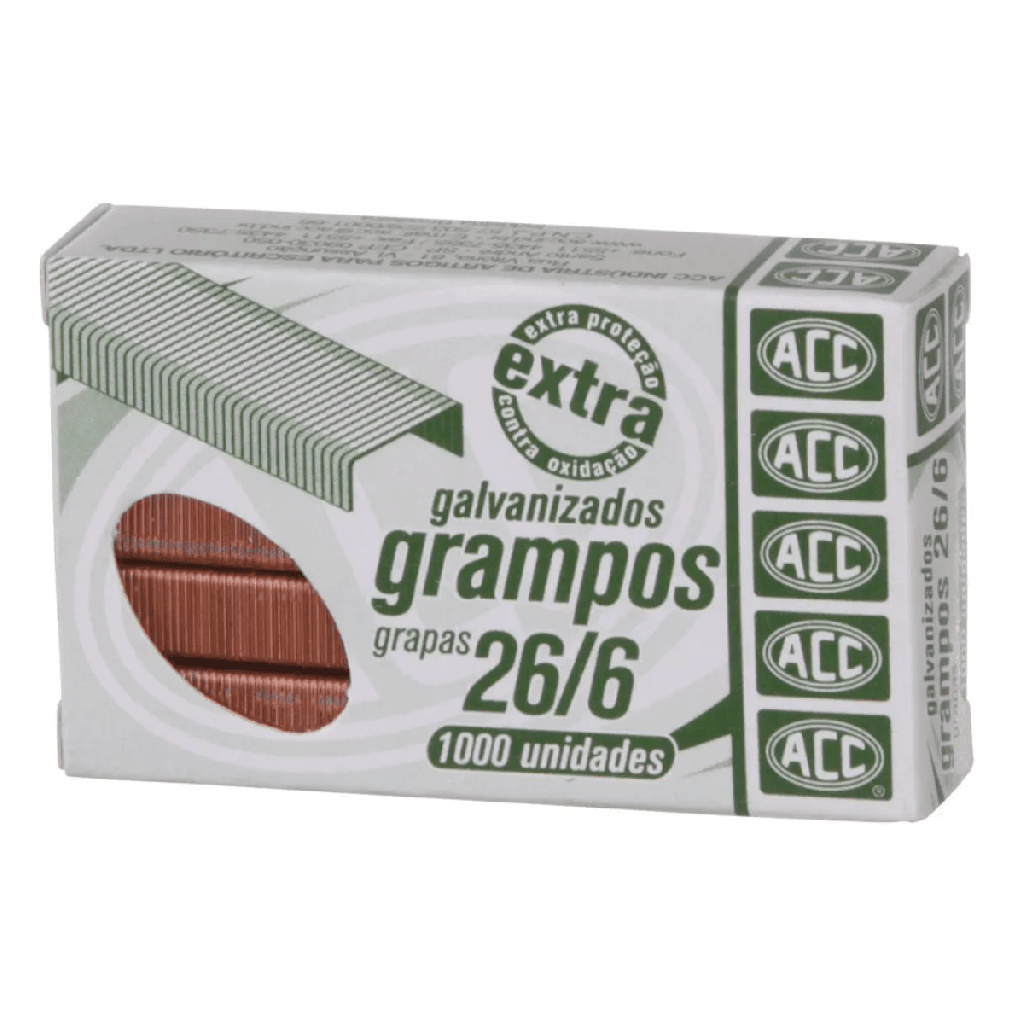 Grampo Para Grampeador ACC 26/6 Cobreado (1000 Unidades)