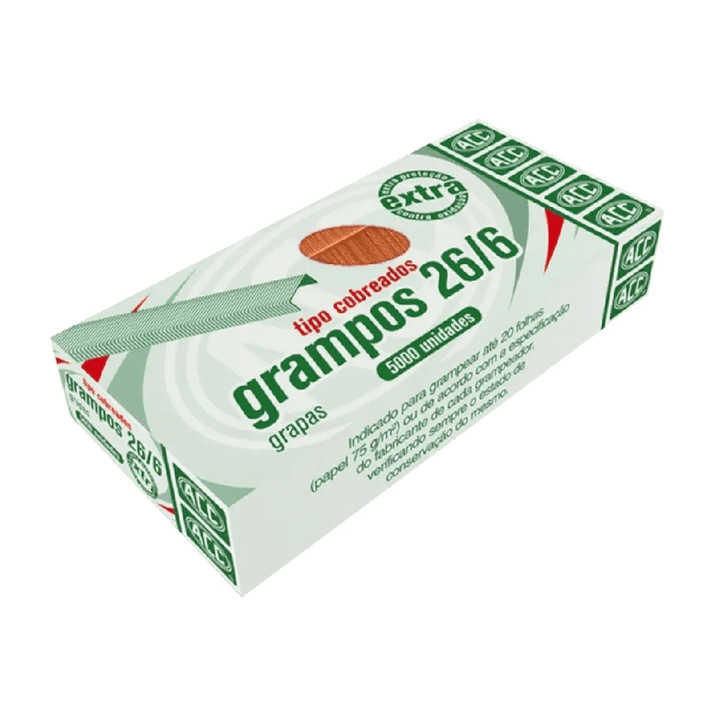 Grampo Para Grampeador ACC 26/6 Cobreado (5000 Unidades)