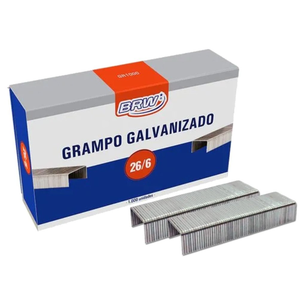 Grampo Para Grampeador BRW 26/6 Galvanizado (1000 Unidades)