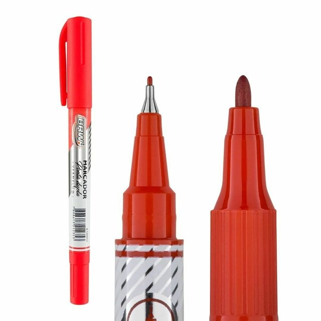 Caneta Retro Ponta Dupla BRW Vermelho
