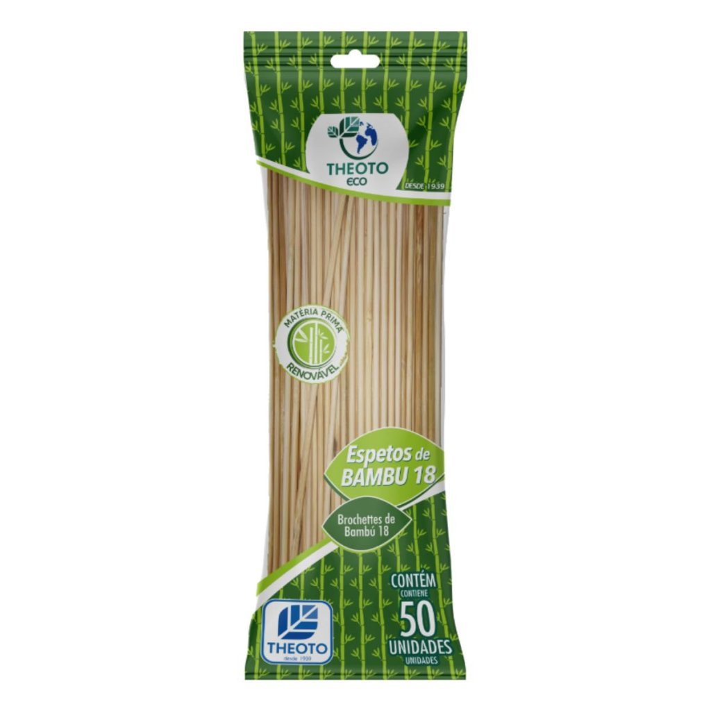 Espeto Para Churrasco De Madeira Theoto Bambu 18cm C/50