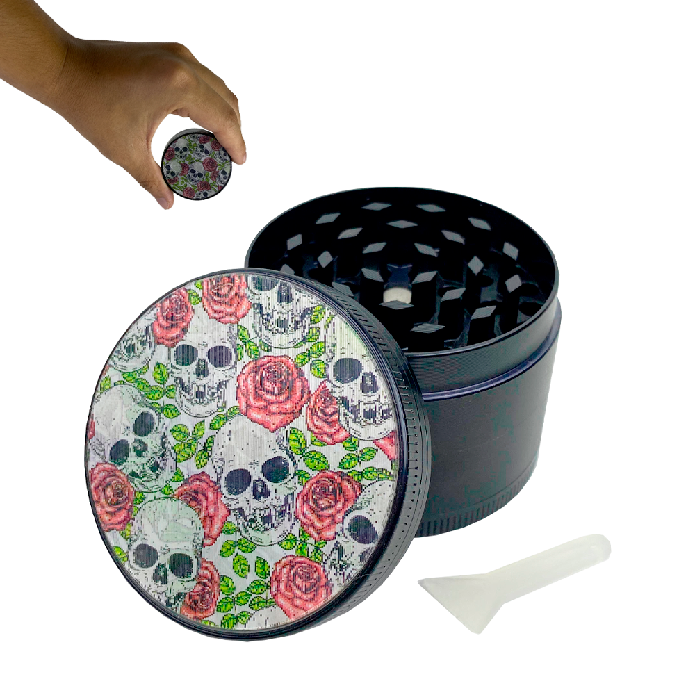 Dichavador de Metal 4 Partes - Holográfico Caveira