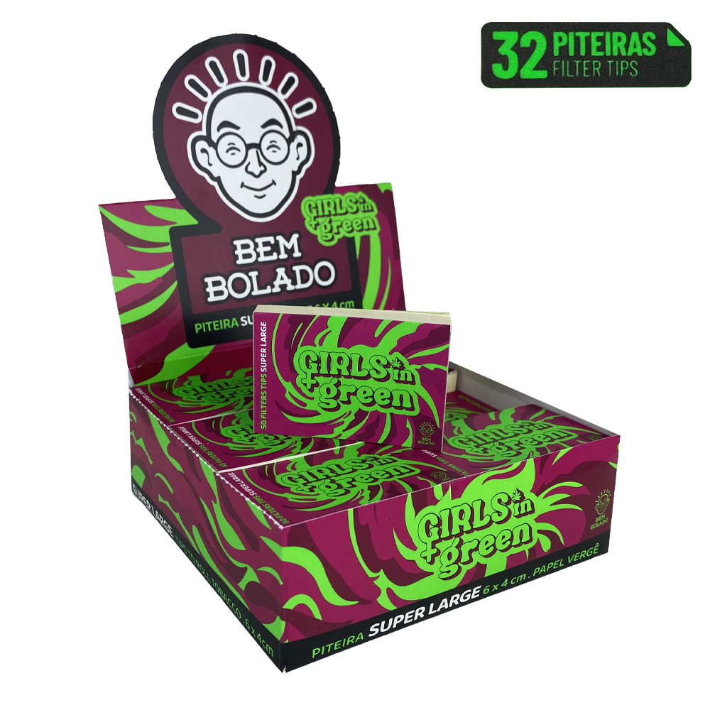 Piteira Bem Bolado - Girls In Green Vergê- Super Large - Unidade