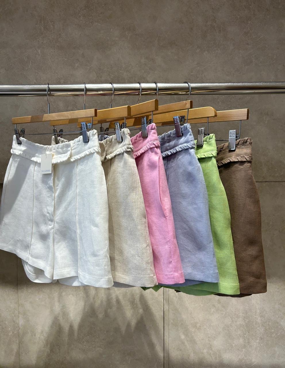 Short linho cos fru fru Salgu