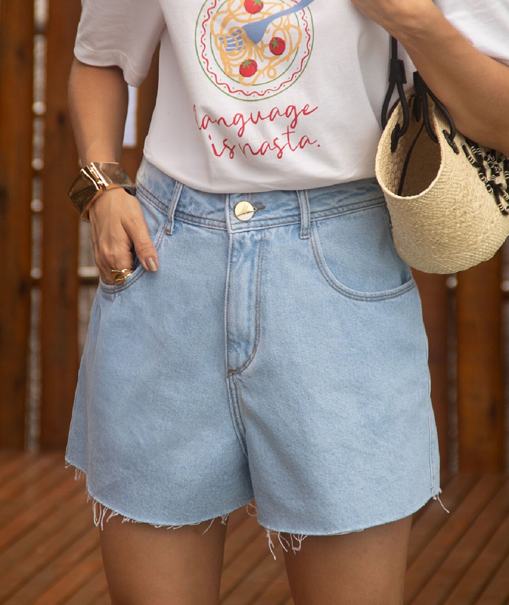 Short mom barra a fio Alcance 