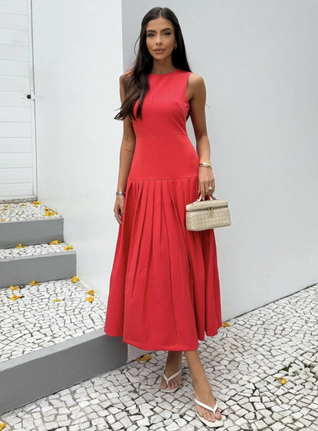 Vestido midi regata costura meio HP