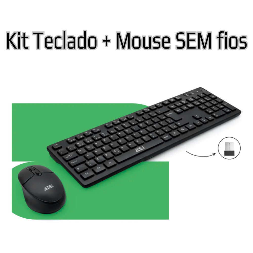 Kit Teclado e Mouse Sem Fio 2.4GHz Aitek- Padrão ABNT