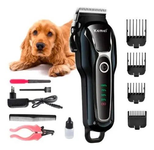 Máquina de Tosa Kemei Para Cães e Gatos - Kit de cuidados Completo 