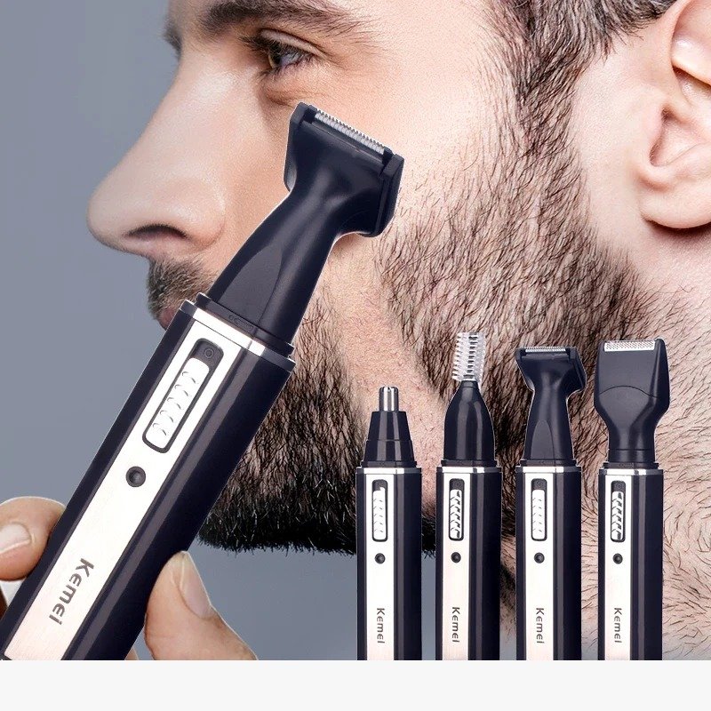 Máquina Kemei 4 em 1 KM-6630 - Ideal para pêlos do Rosto - Sombrancelha, Barba, Nariz e Orelha.