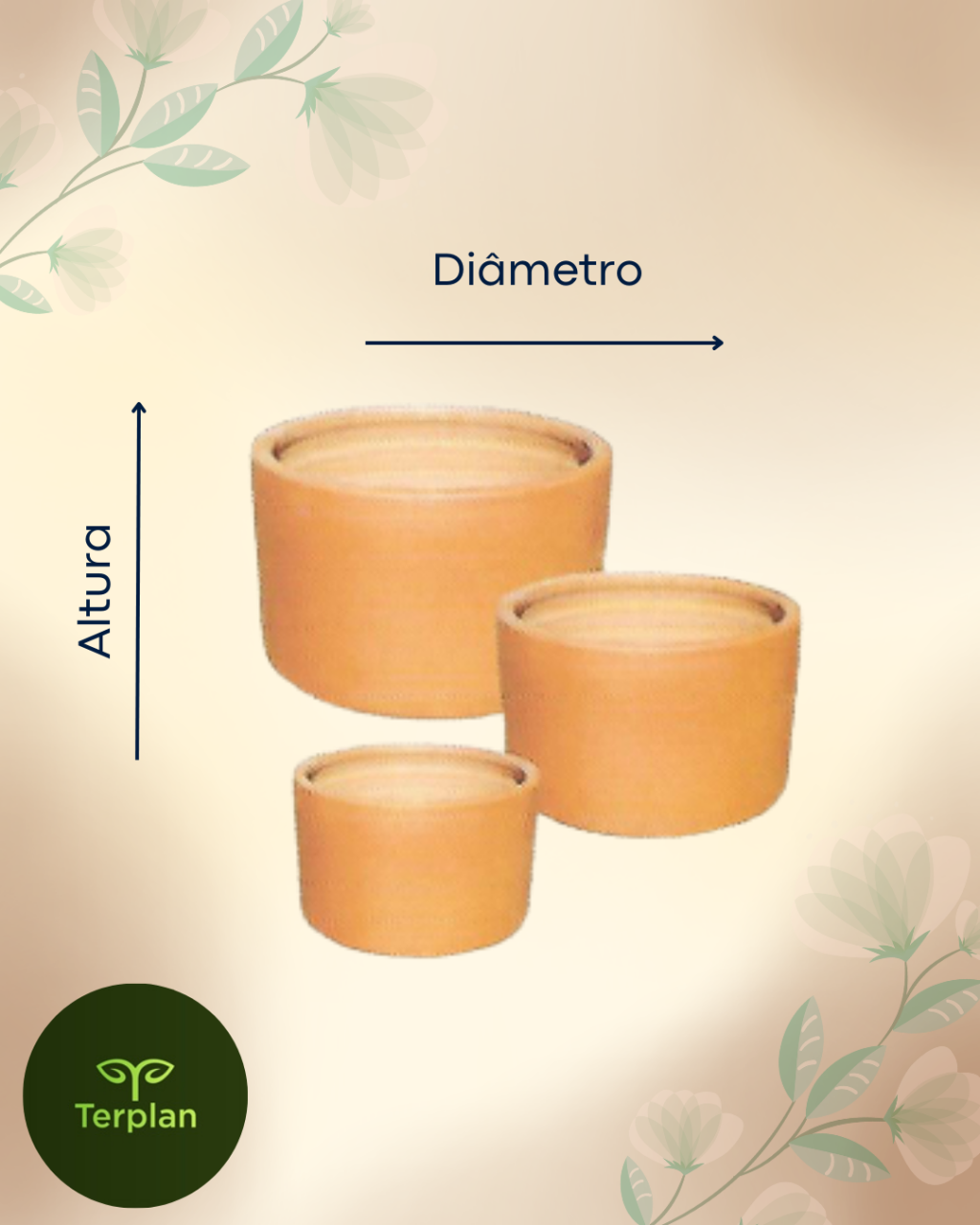 VASO CERÂMIA CILINDRO BAIXO