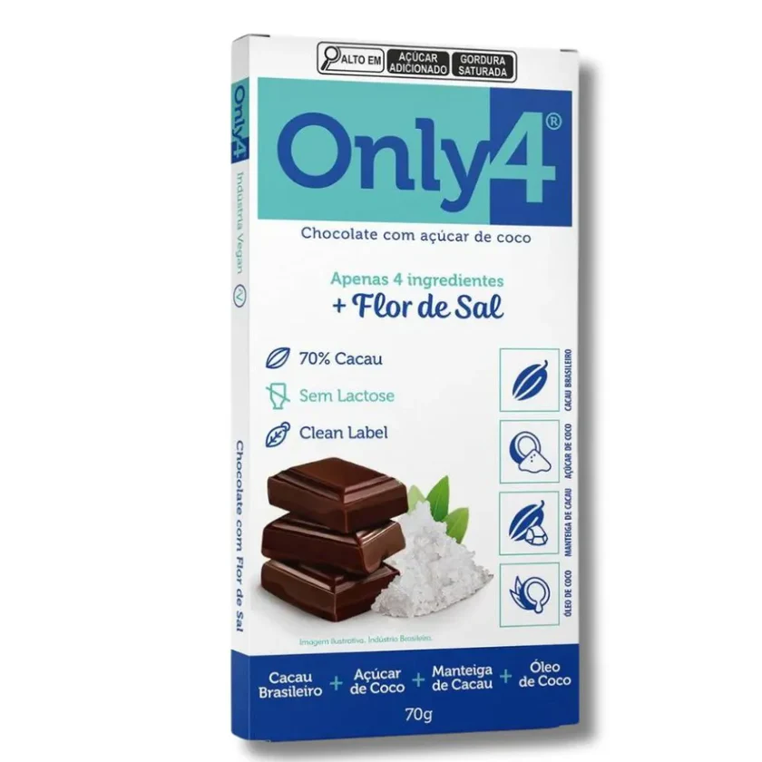 Only4 Chocolate 70% Cacau com Flor de Sal 70g