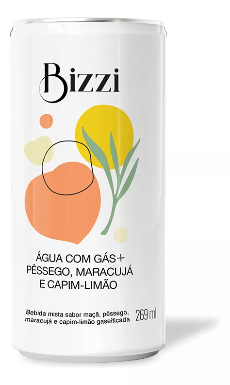 Bizzi Água c/Gás Pêssego Maracujá e Capim Limão 269ml