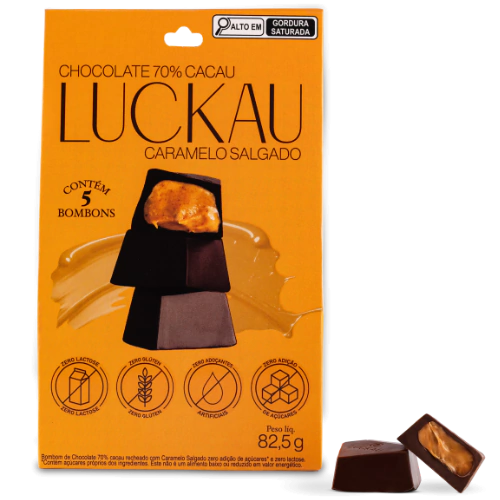 Luckau Bombom Chocolate 70% Caramelo Salgado 82,5g