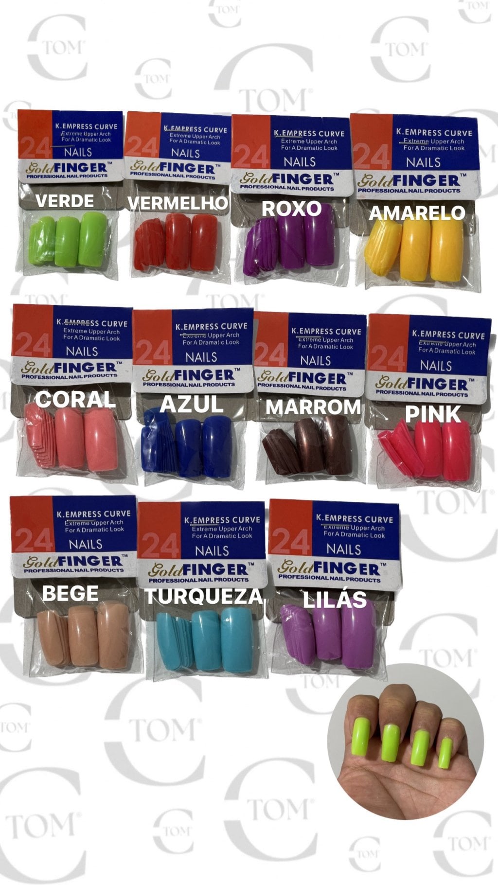 UNHAS POSTIÇAS COLORIDAS COM 24