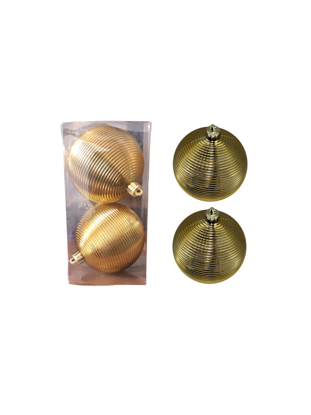 BOLA DECORADA NATAL NO PVC C/2 UND 8CM DOURADO 