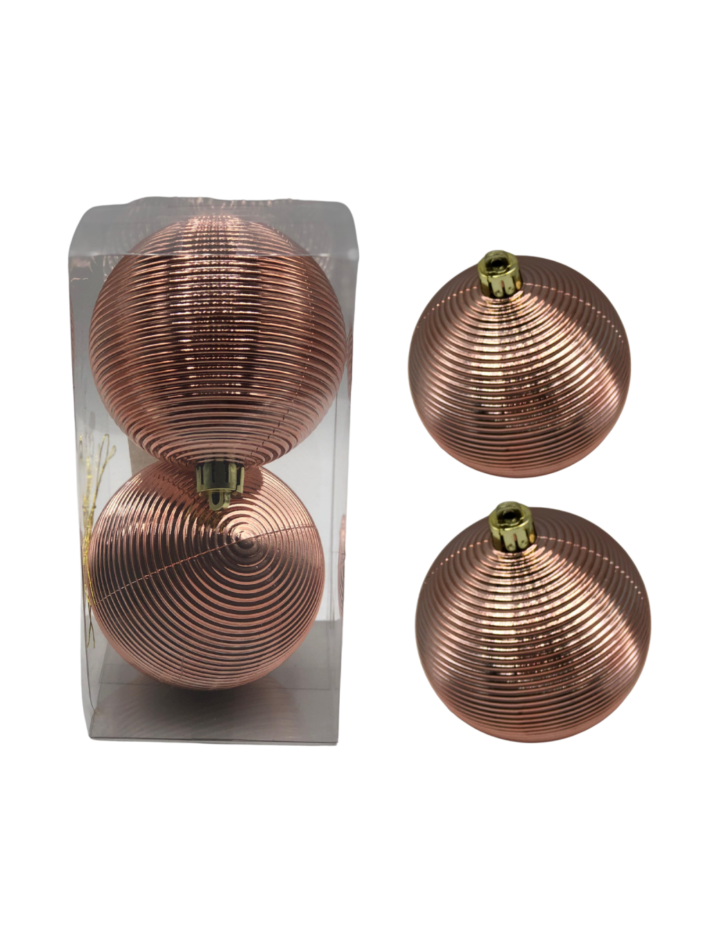 BOLA DECORADA NATAL NO PVC C/2 UND 8CM ROSE 