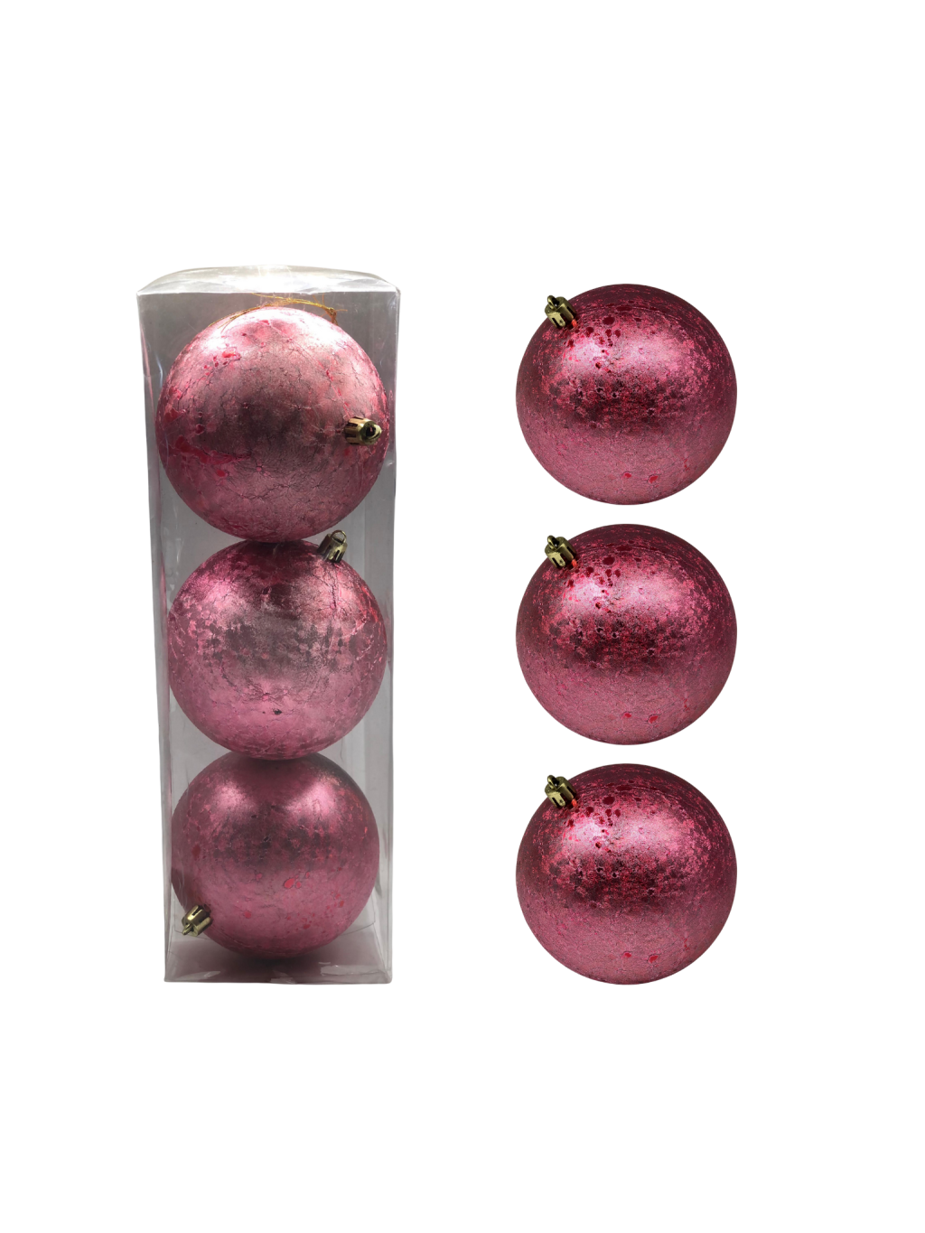 BOLA DECORADA PVC C/3 UND 10CM ROSA 7890880407258