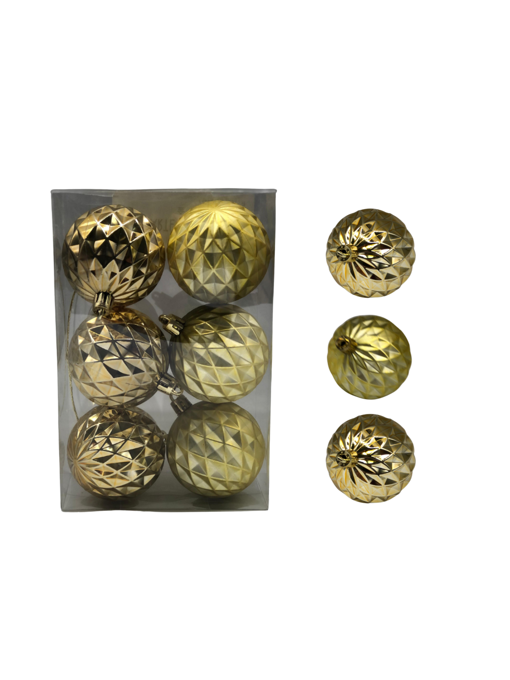 BOLA DECORADA NATAL C/6 UND 6CM DOURADO